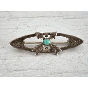 Vintage Sterling Silver Native American Crossed Arrow Turquoise Pin Broock